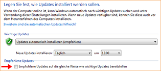 Windows Update: Update-Einstellungen